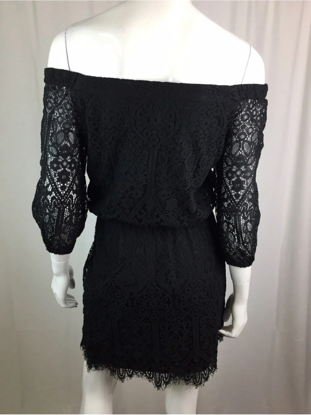 White House Black Market Women's 2 Lace Off Shoulder 3/4 Sleeve Shift Dress